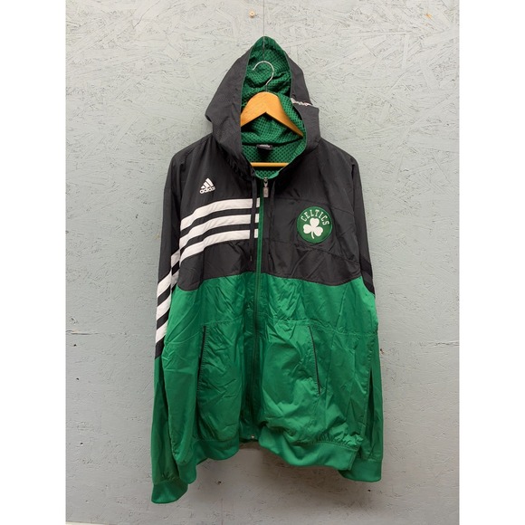 Adidas Boston Celtics Hoodie Men's 4XL Green Black On-Court Pre-Game Full‎ Zip - Picture 1 of 12
